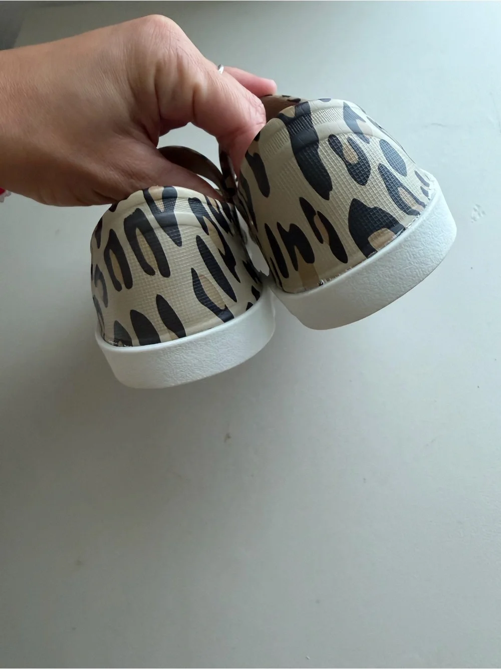 Old Navy Leopard Print Mary Jane Slip-Ons - Beige, Black, White